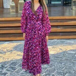Lavender brown belted wrap dress size small worn once